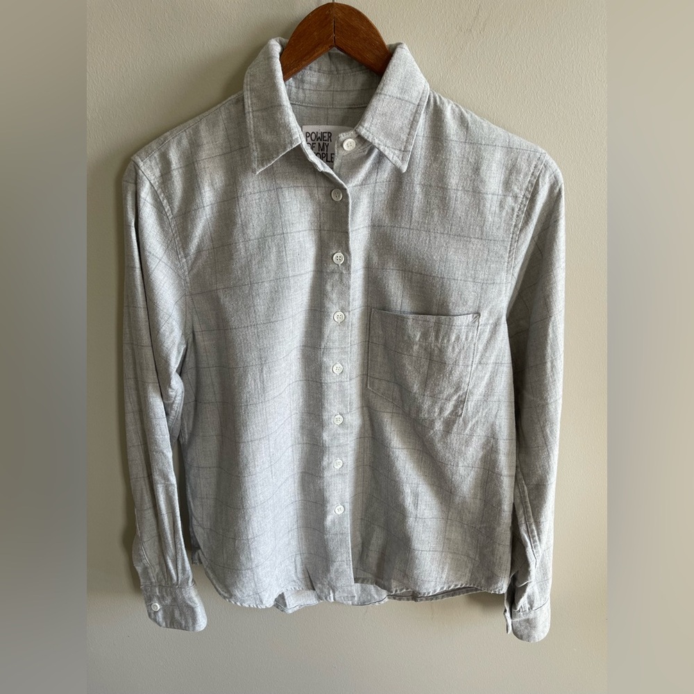 Power of my people proper fit Gray Plaid Button-Up Shirt size 2xs